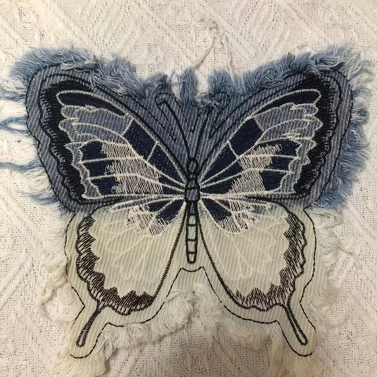 TEMU 1pc High-quality Washed Distressed Edge Washed Gradient Embroidery Patch, Suitable For Decorating Bags, Clothes, Home Goods, Car Interiors, And
