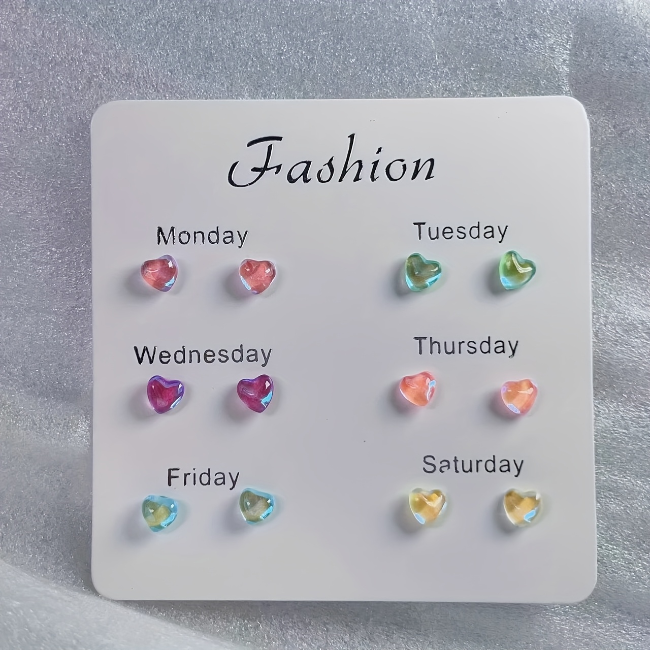 12pcs Mocha Colorful Heart Plastic Earring Studs For Ear Piercing, And Exquisite Cute Colorful Heart Earrings