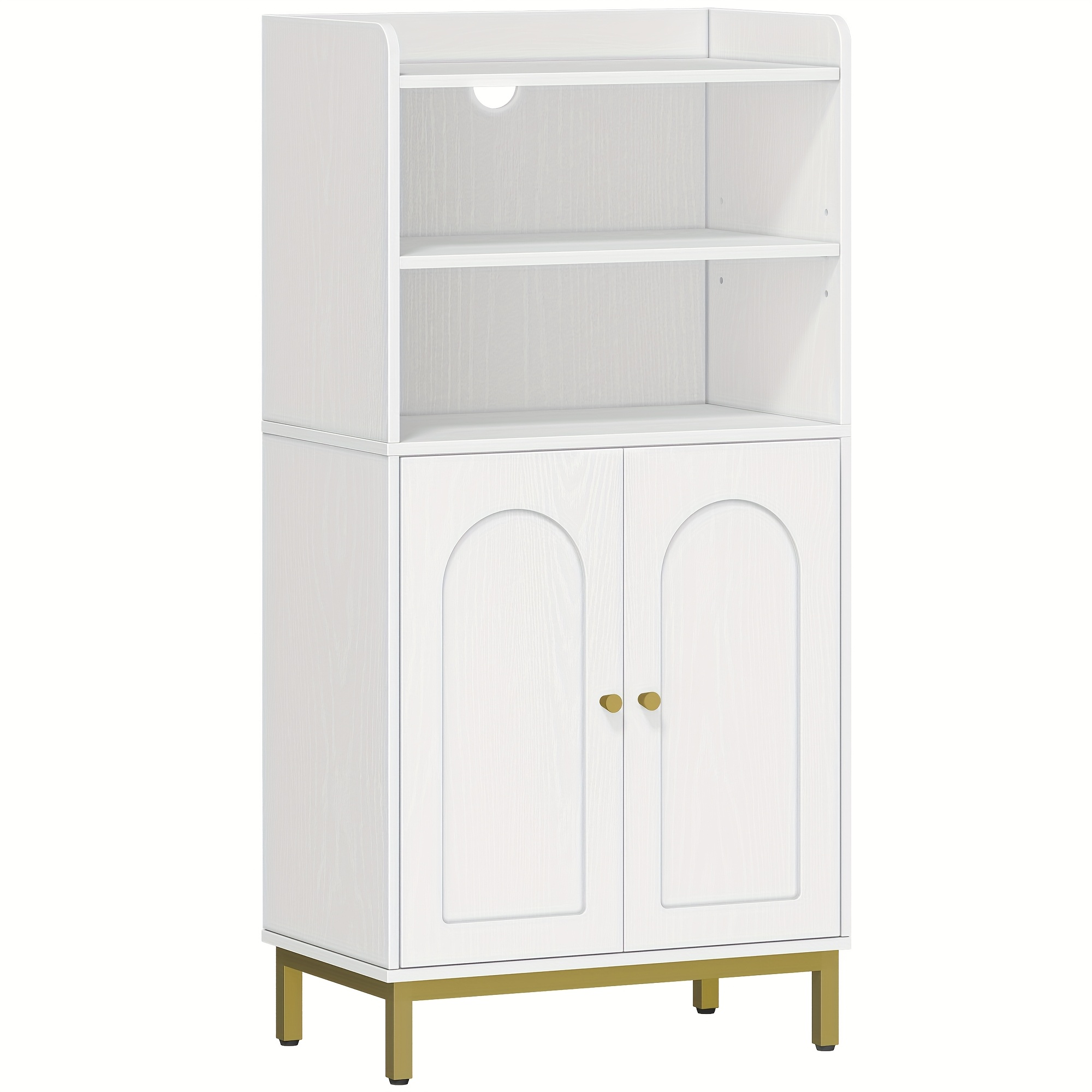 Bathroom Cabinet, Kitchen Cabinet With 2 Open Compartments, 2 Doors, 2 Adjustable Shelves, Freestanding Bathroom, 30 X 50 X 100cm, White