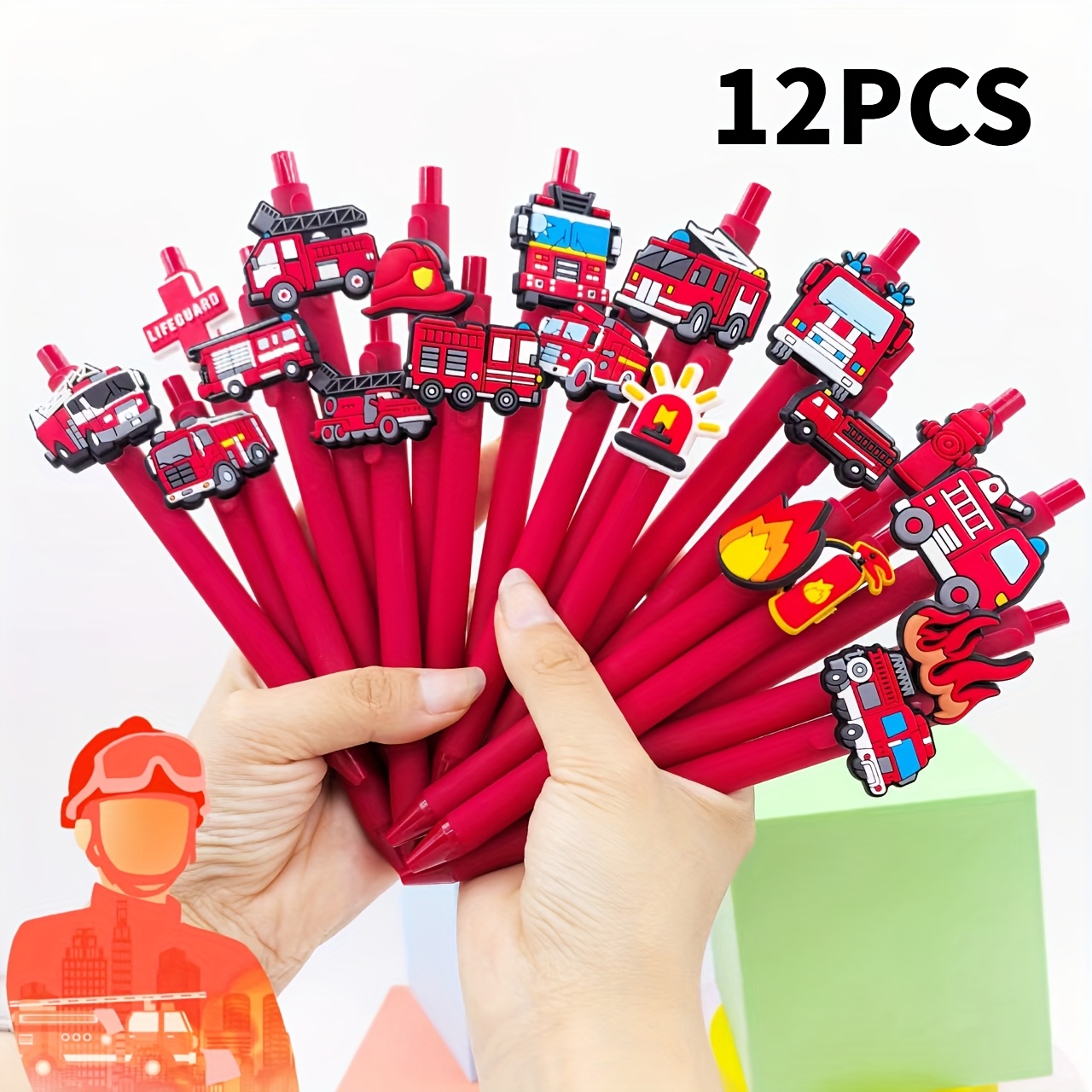 6/12pcs Creative Fire Prevention Ballpoint Pen Protection Gift Pen Stationery Gift Random Style
