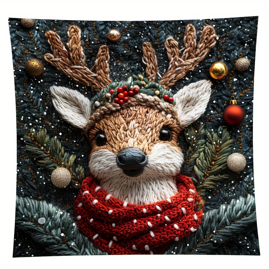 

1pc Christmas Hat Pillowcase, 17.7x17.7 , Cushion , Washable, Allergy-free, For Sofa And Bedroom Decor