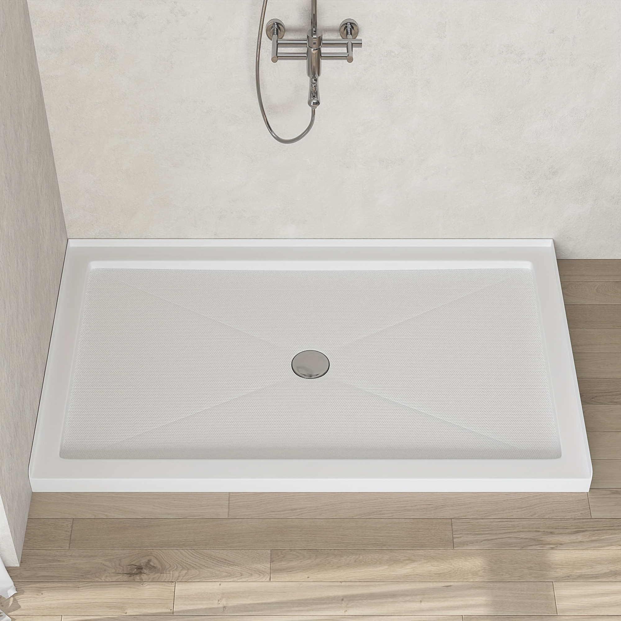 

60 X 34 Inch White Non-slip Shower Base Rectangle Acrylic Material Leak-proof Water Non-slip Fashion Aesthetic