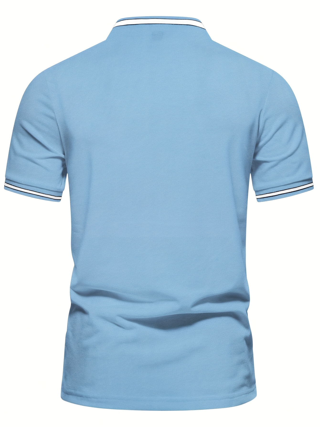Men'S Casual Short Sleeve Polo Shirt - Beige with Black Side Stripes, Comfortable Breathable Fabric, Mandarin Collar, Zipper Detail, Perfect for Sports, Outdoor Activities & Casual Wear, Sports Casual Wear | Minimalist Design | Comfortable Fit