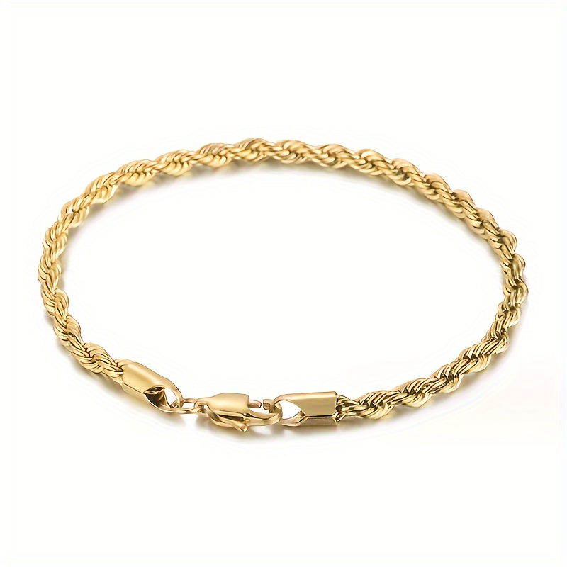 

18k Gold Plated Chain Bracelet, Fashion Unisex 4mm Copper Jewelry, Ideal Gift For Adults - Elegant Golden