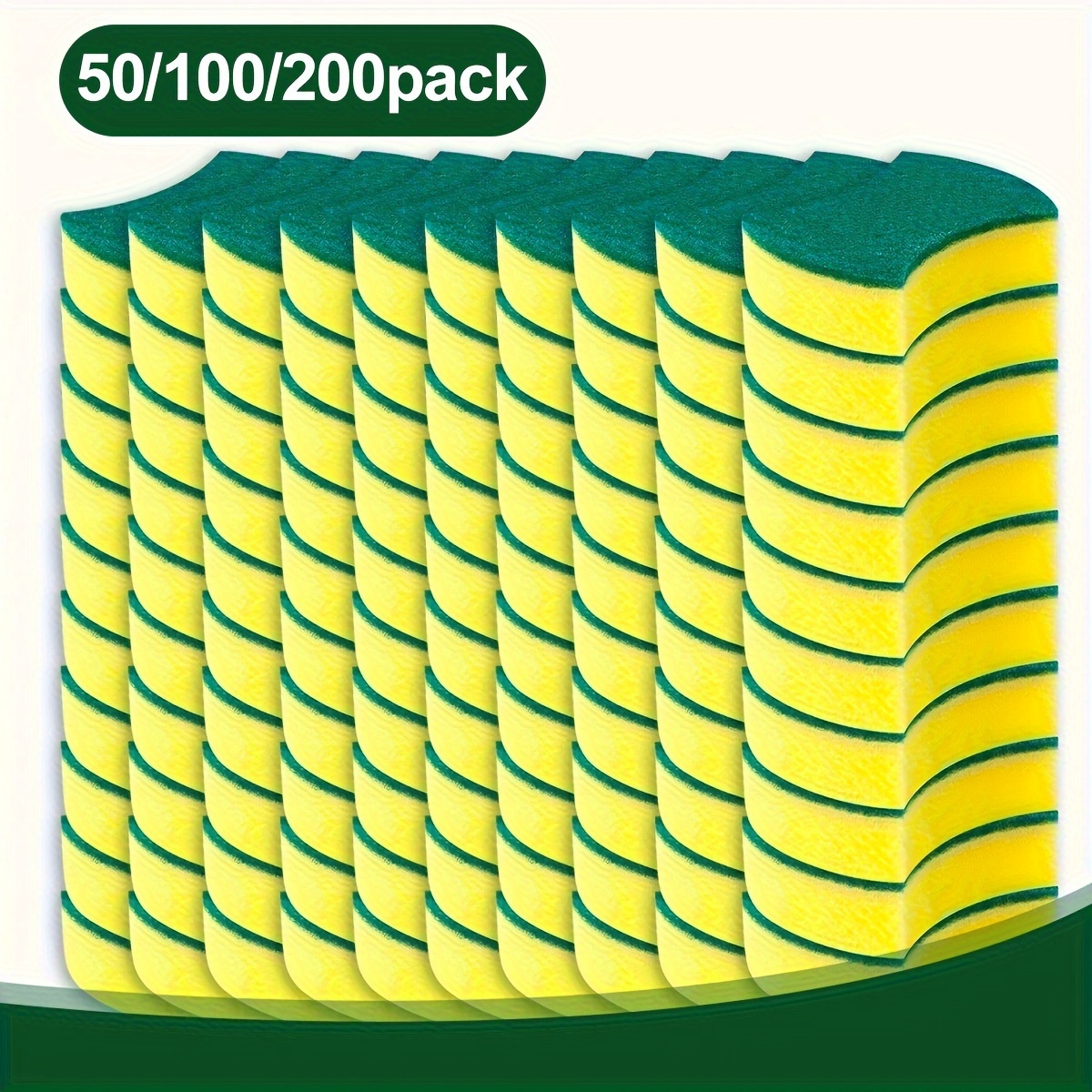 

50//200pcs, Multifunctional Sponge, Double-sided Scouring Pad For , Dishwashing Sponge, Sponge, Non-scratch Sponge Wipe, , Supplies, Tool