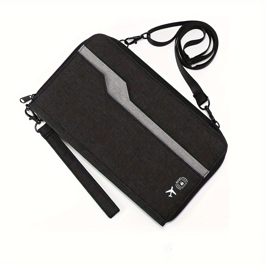 TEMU Rfid Blocking Travel Document Organizer, Large Wallet, , Polyester Lining, Zip Closure, Detachable , Hand Washable, For