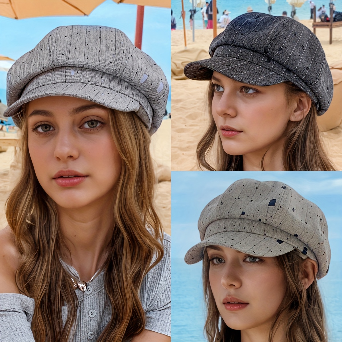 1pc of Women'S Hat Square Diamond Duckbill Cap New Style Spring And Summer  Sun Hat Cover Face Curved Brim Hat Plain And Versatile Fashion Beret