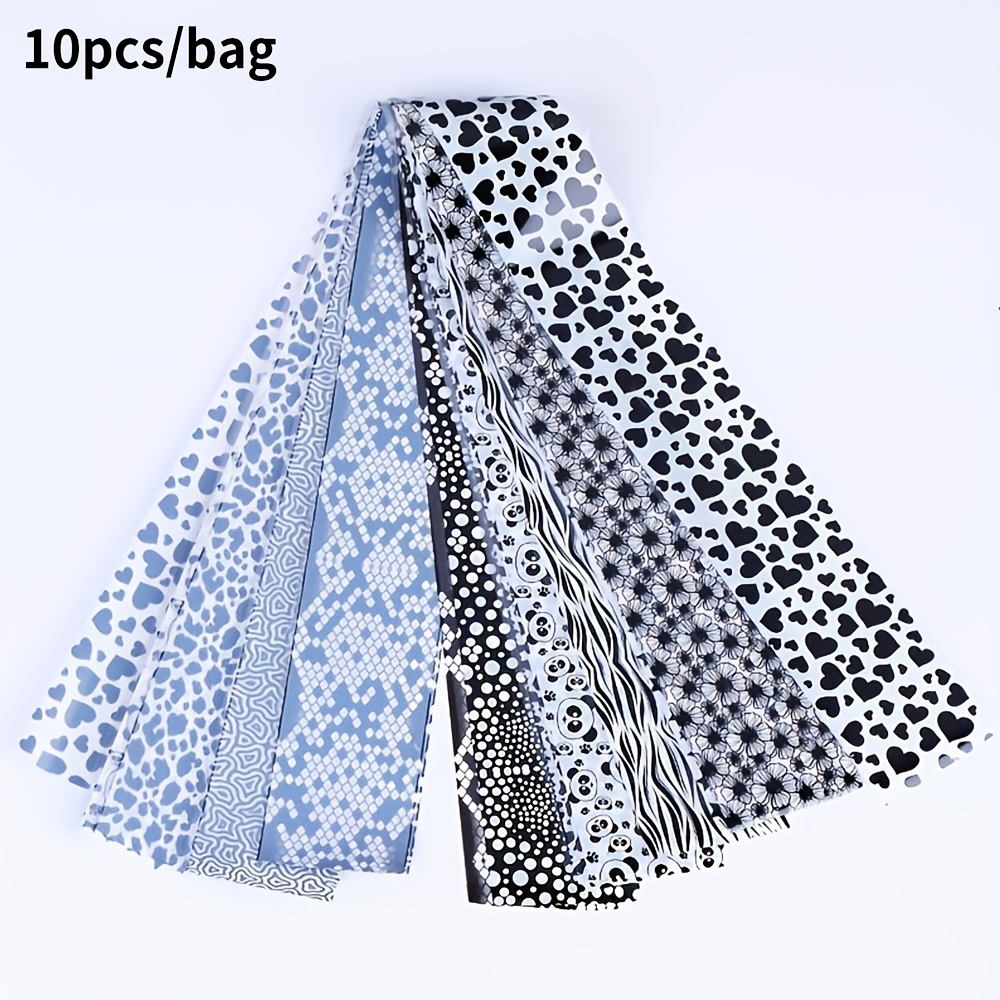 10pcs Leopard Print Nail Transfer Stickers - Zebra, Star, Panda, And Heart Pattern Nail Transfer Paper For Diy Or Nail Salon Decoration Nail Art