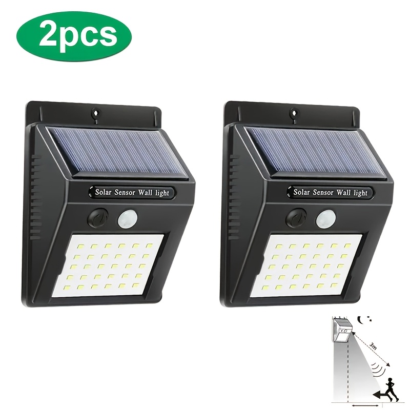 TEMU 2pcs Solar Outdoor Motion Sensor Lights, Exterior Wall Lights With 3 Modes, Suitable For Porch, Garden, Yard, Household Lighting, Used For
