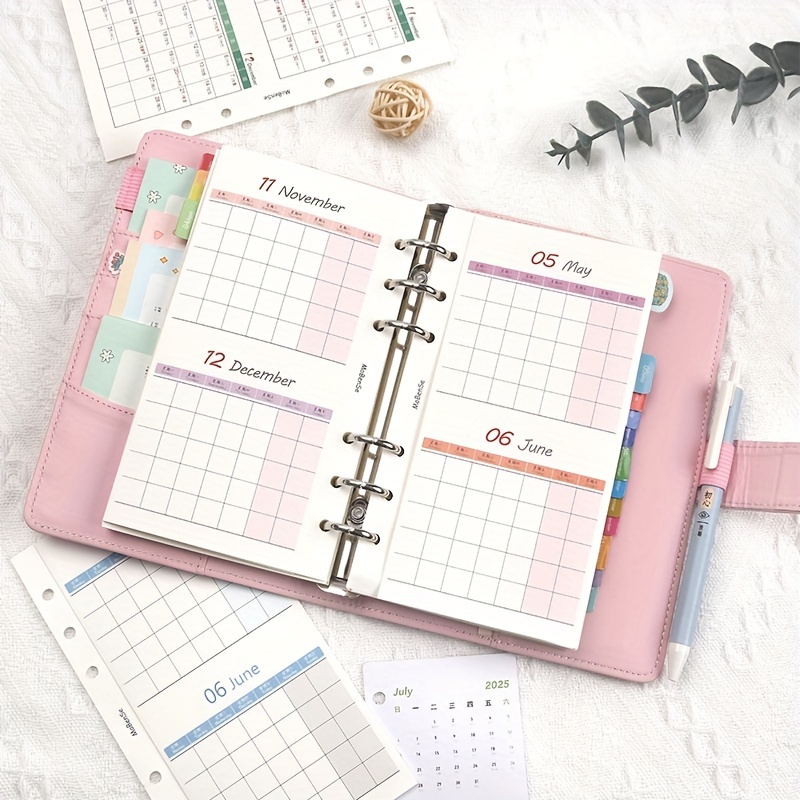 

1pc 2025 A5 A6 3-fold Out Planner Calendar Insert, Monthly Planner With Date , English Language, Paper Material, For Travel Journal, Planning, And Memorabilia