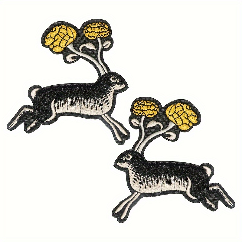 Image of Medieval & Floral Iron-on Embroidery Patches, 1 Pair - Vibrant Mixed Colors For And Accessory Decoration