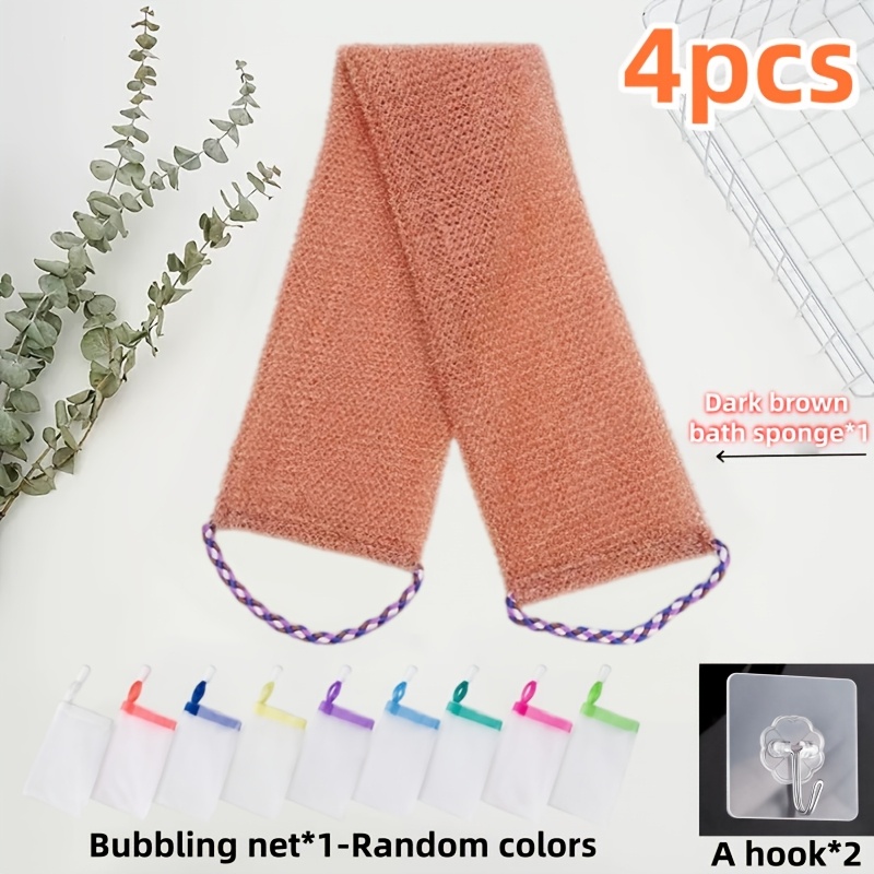 4pcs Set Back Scrubber and Loofah with Hooks