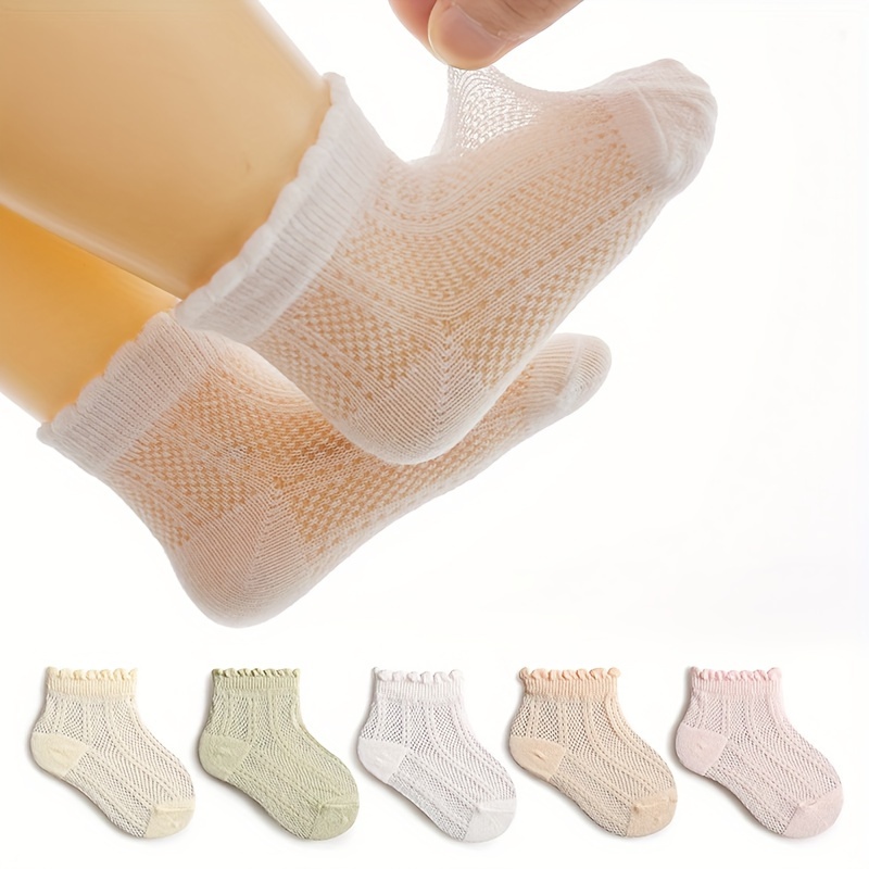 

2/3 Pairs Of Baby Boy's Thin & Mesh Crew Socks, Comfy Breathable Casual Soft & Elastic Socks, Spring & Summer