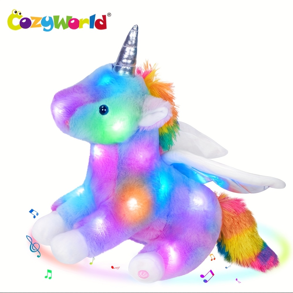 light musical rainbow unicorn plush toy Temu