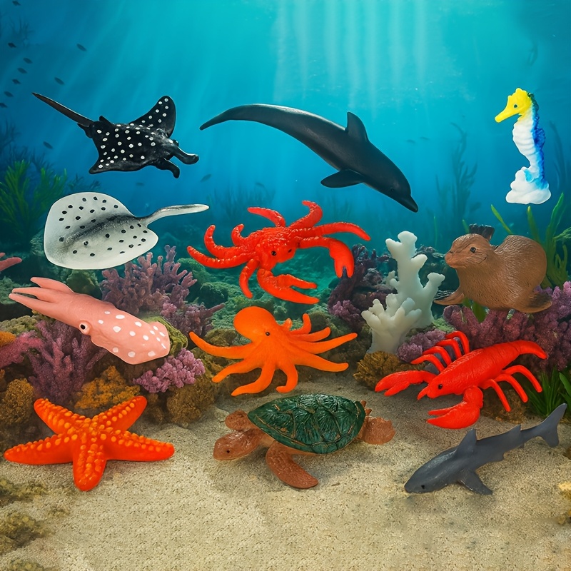 12pcs ocean animal figurines set realistic dolphin seahorse - Temu