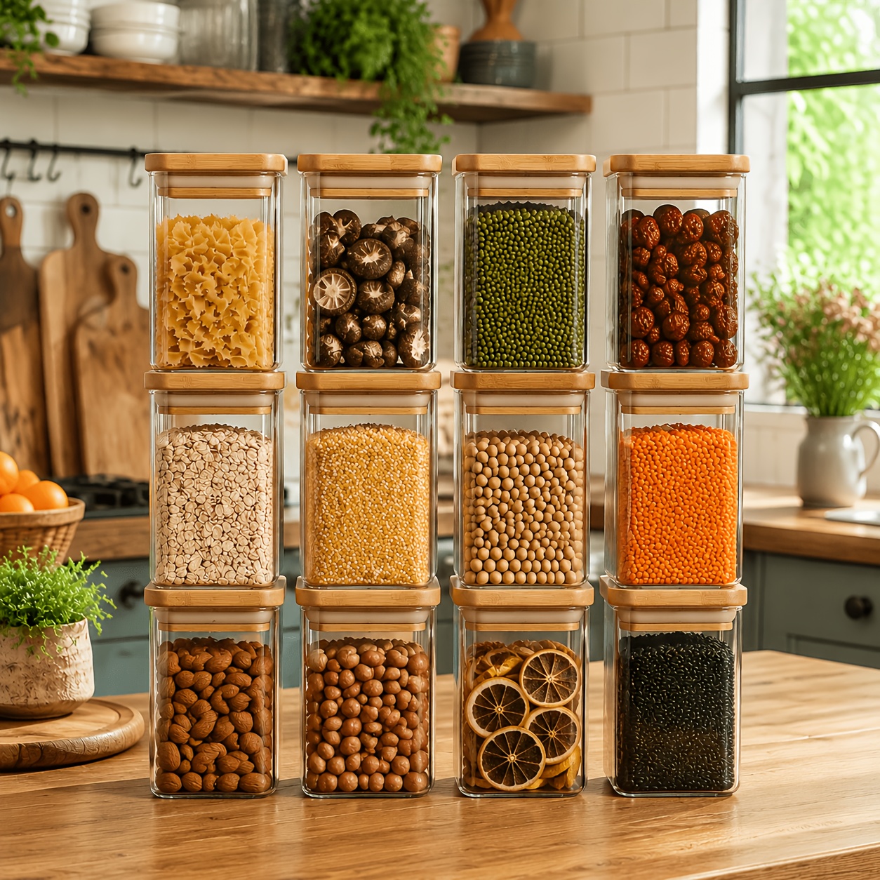 TEMU 12pcs High Borosilicate Sealed Glass Jars, Square Condiment Jars, Transparent Glass Containers, Airtight Storage Containers, Spice Storage And