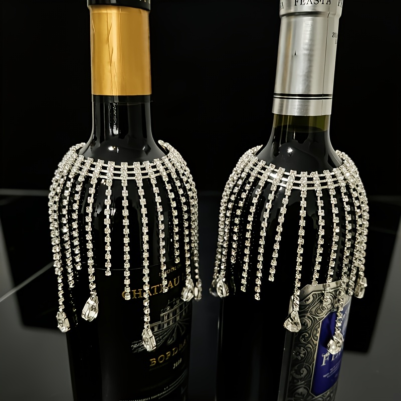 TEMU 2pcs Rhinestone Tassel Decorations, Sparkling Bottle And Vase Embellishments, For Wedding, Engagement, Valentine's Day, Christmas, New Year Gift