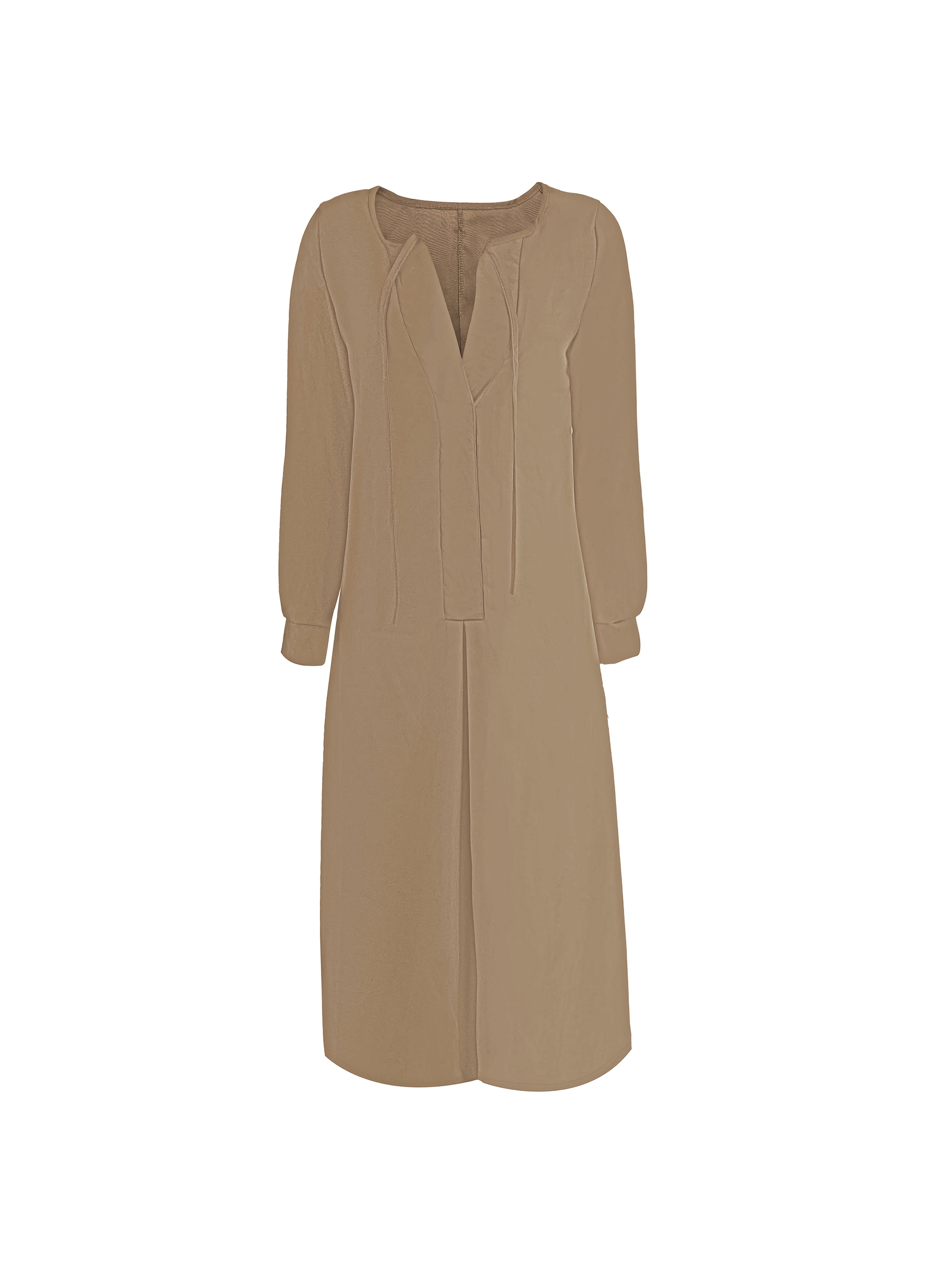 dresses in europe america new solid color v neck long