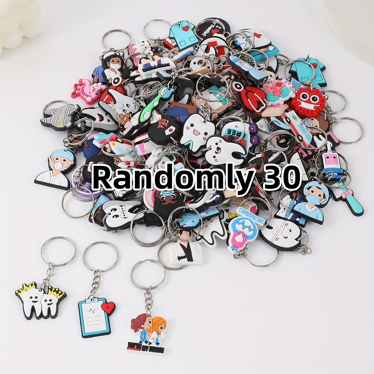 Image of Cute Cartoon Irregular Random Mixed Series Keychain Teeth Toothpaste Nurse Doctor Medicine Box Ambulance Capsule Band-aid Messenger Bag Keychain Flat Keychain