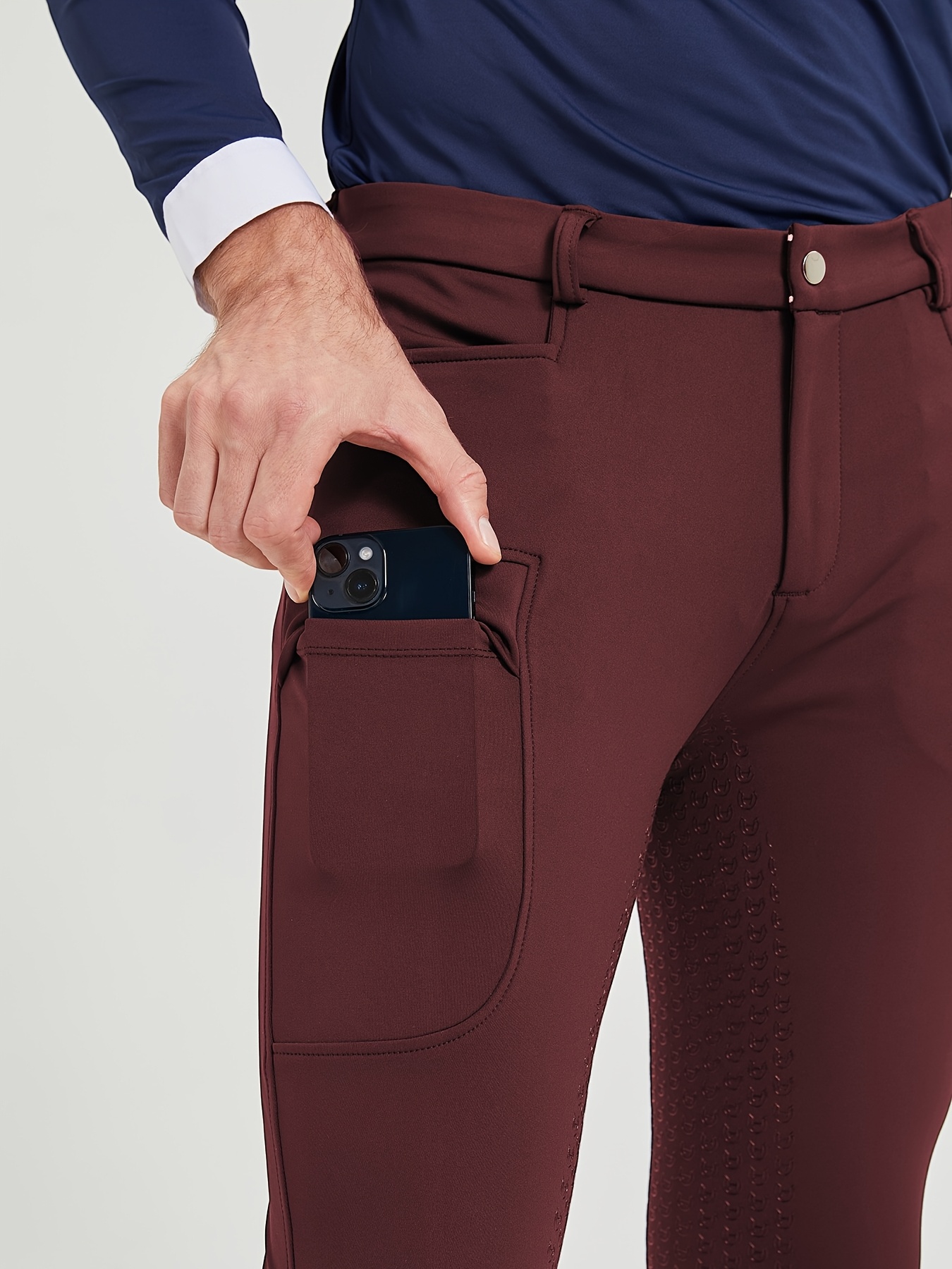 professional mens riding pants full silicone anti slip equestrian sports trousers elastic quick dry riding trousers multi pocket cycling pants belt not included