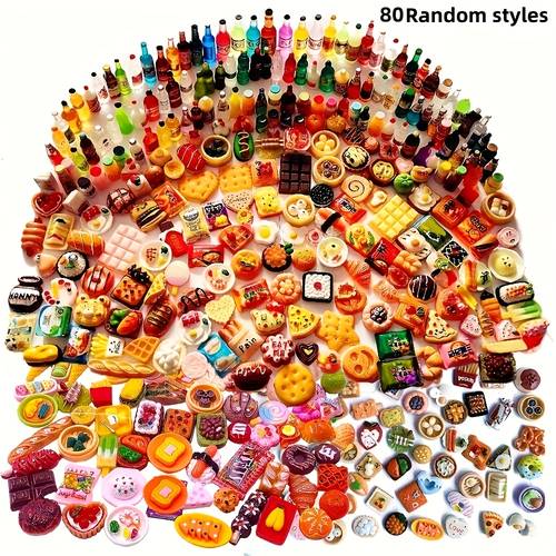 40 50 80 100pcs random mini food and drink mixed resin dolls for kitchen decoration suitable for indoor and outdoor use dollhouse accessories