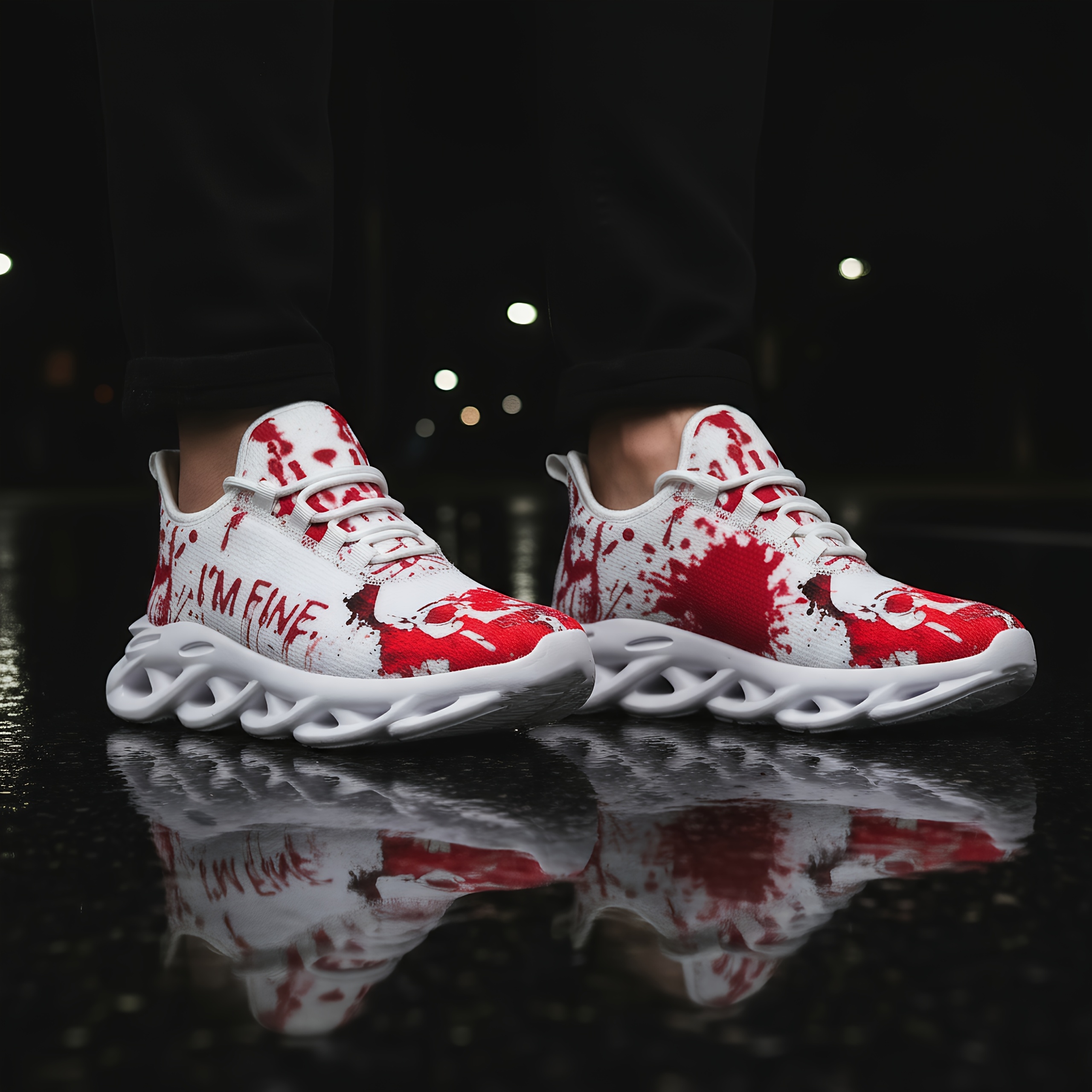 European And American Plus-Size Men'S Sports Casual Outfits Featuring Skull Street Style Sneakers, Breathable Mesh Athletic Shoes for Men, Easy on And Off Sports Shoes, Shock-Absorbing And Anti-Slip Mid-Top Lace-Up Design, Skull Punk Style