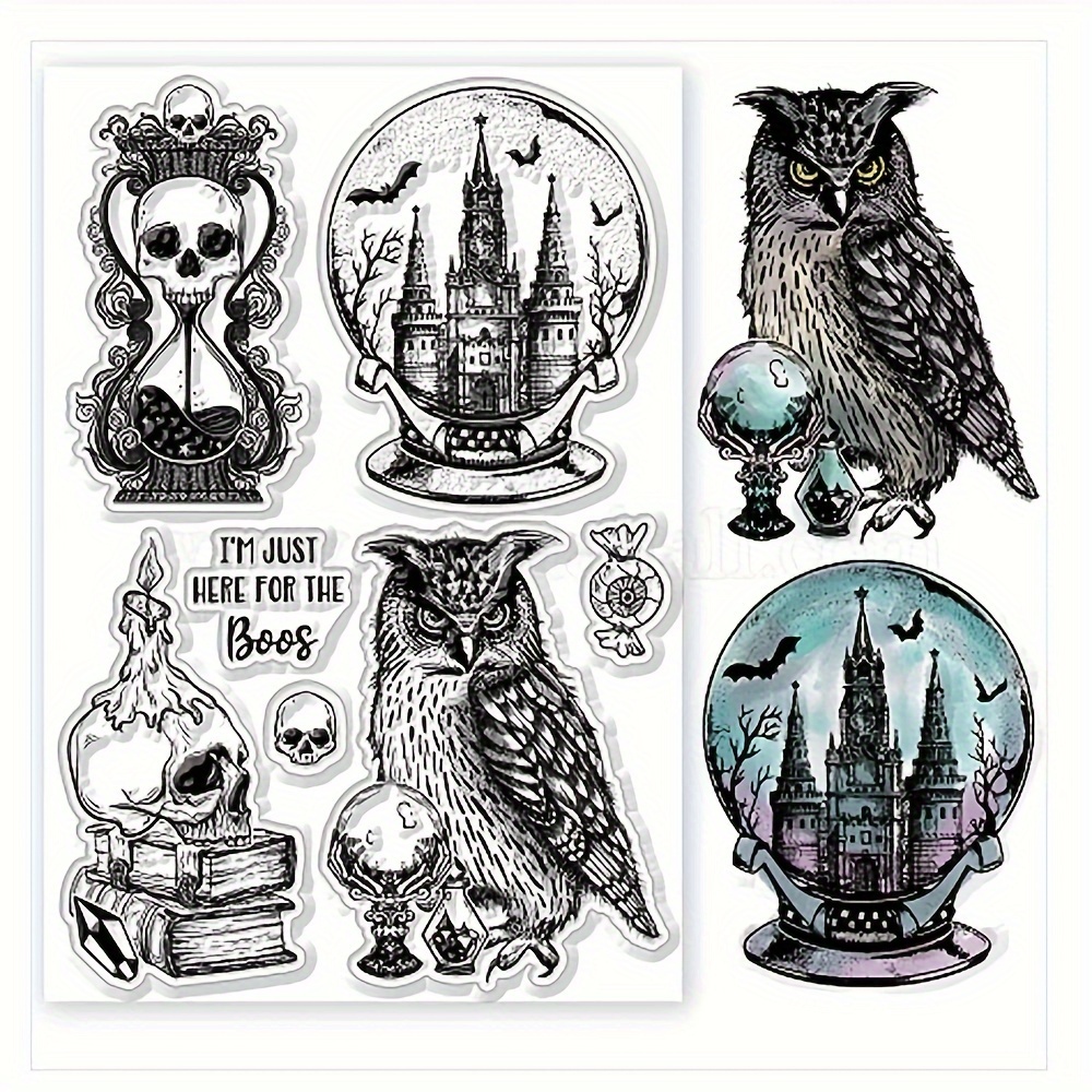 

1pc Transparent Rubber Seal Stamp, Halloween Retro Rubber Clear Stamp For Cards Making Diy Scrapbooking Photo Journal Album Decoration