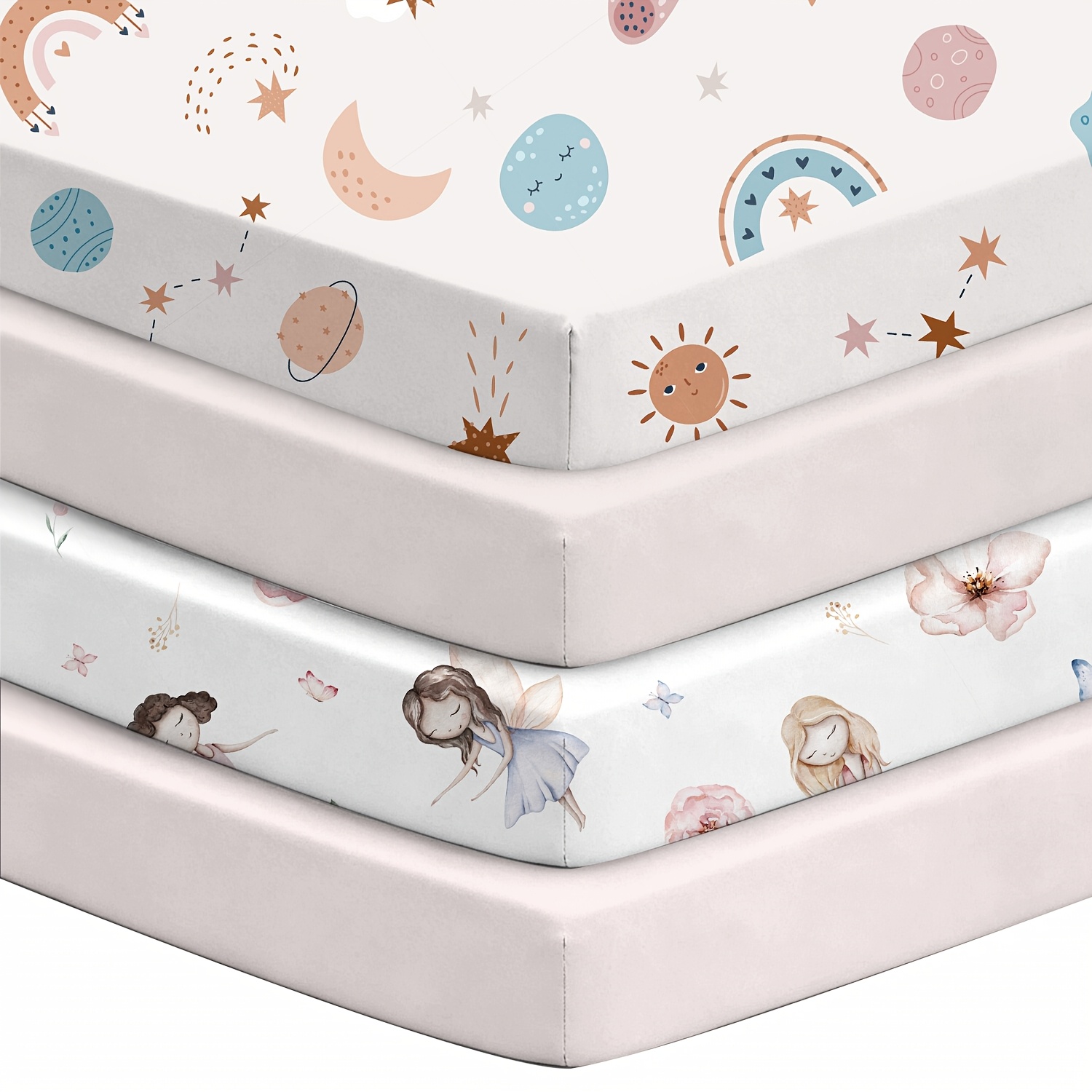 Standard 4-Pack Soft Microfiber Kids Fitted Sheets for Boys & Girls