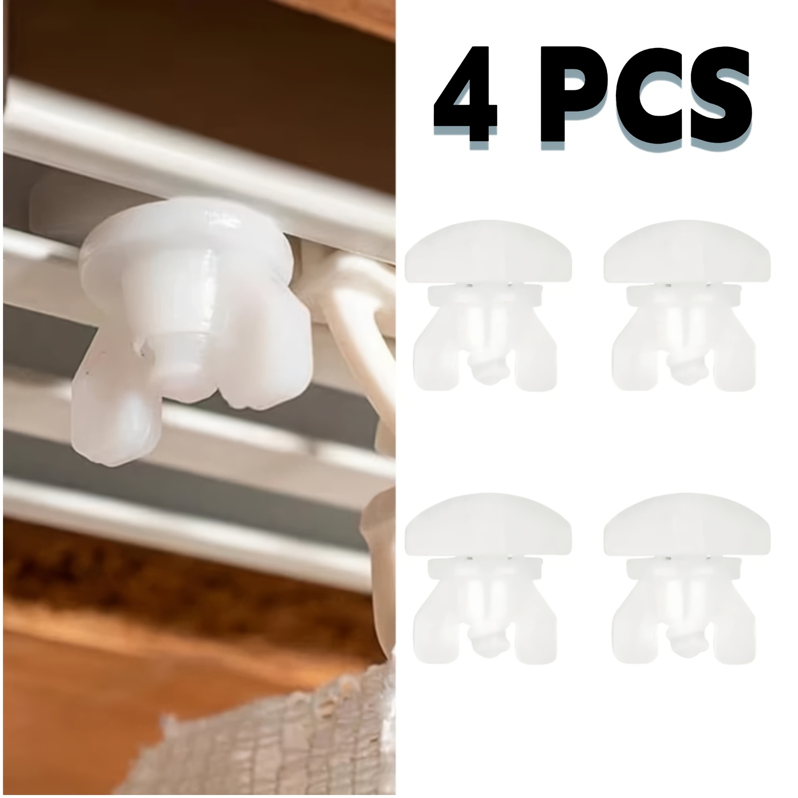 TEMU Juego de 4/16 válvulas para cortinas, topes blancos para cortinas, topes multifuncionales para poleas de cortinas, accesorios de cortina