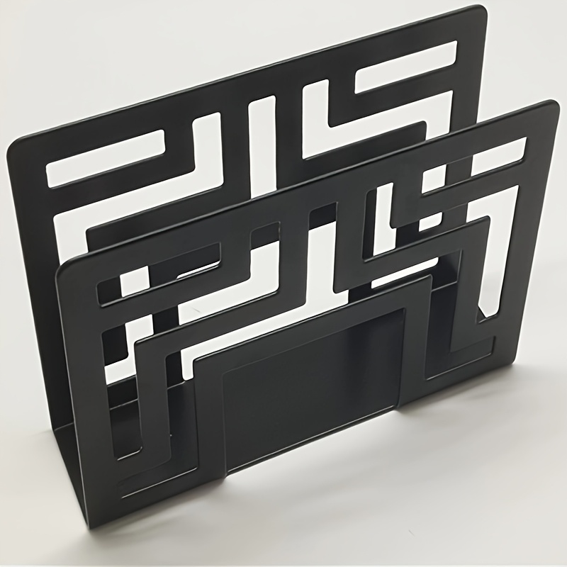 TEMU 1pc Elegant Geometric Metal Napkin Holder - Hollow Lattice Design, Freestanding Self-adhesive Tissue Clip For Home, Hotels, Restaurants, Cafes