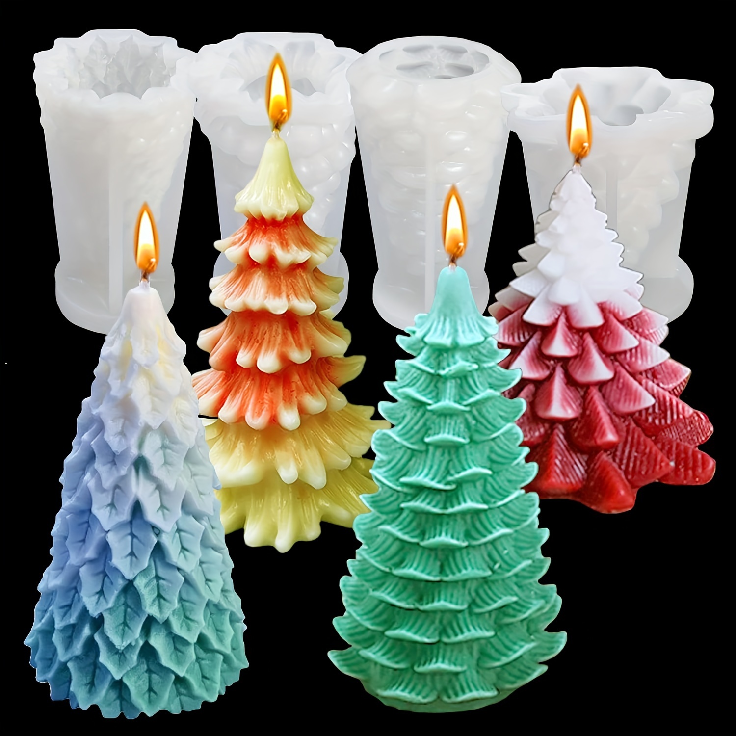 

4pcs Christmas Tree Set For - 3d Epoxy & Molds For Diy , Soaps, Art Projects, Decorating & Ornaments