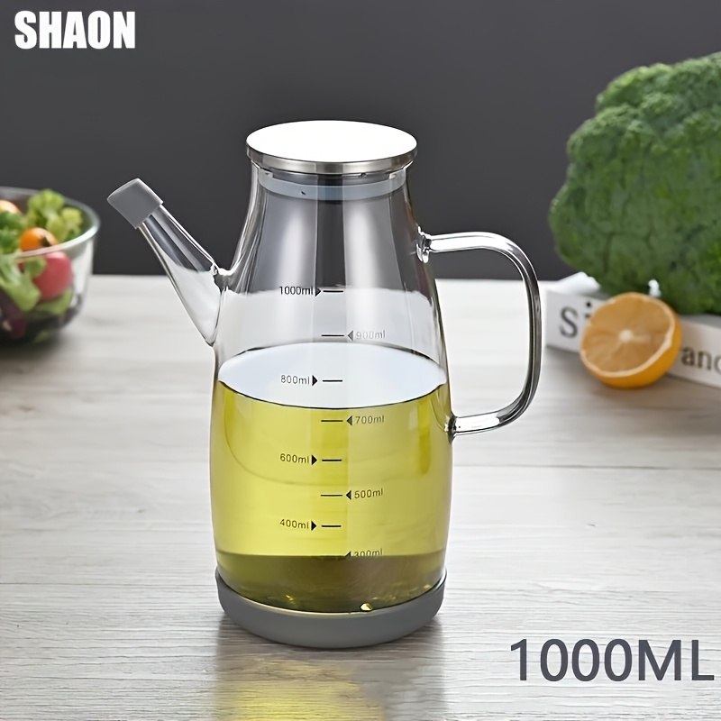 TEMU Shaon 1pc Glass Oil Bottle With Measurement , Soy Sauce Dispenser, Olive Oil, Vinegar, Soy Sauce, Oil, Kitchen Essential, Kitchen Cooking Tool