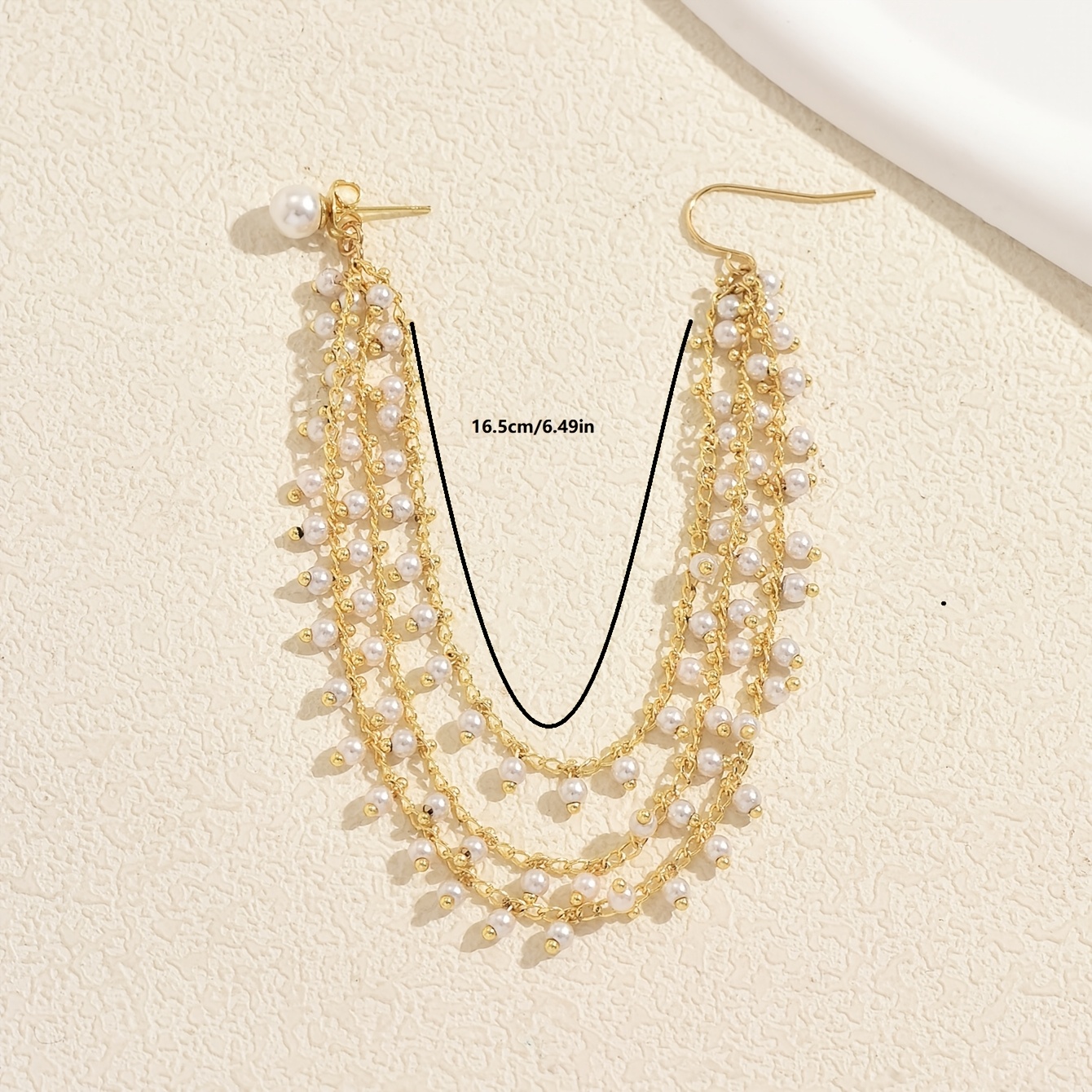TEMU 1 paire de boucles d'oreilles longues à pompons multi-couches de style bohème français avec perles de riz à pompons pour mariées, mariages,