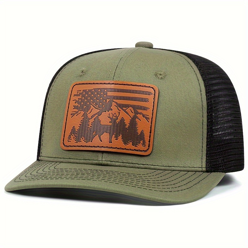 

Unisex Style Embroidered Forest Elk Mesh Back Cap, Acrylic Snapback Trucker Hat, Adjustable Lightweight Breathable Sun Hat For Outdoor Bachelor Party - 1 Size