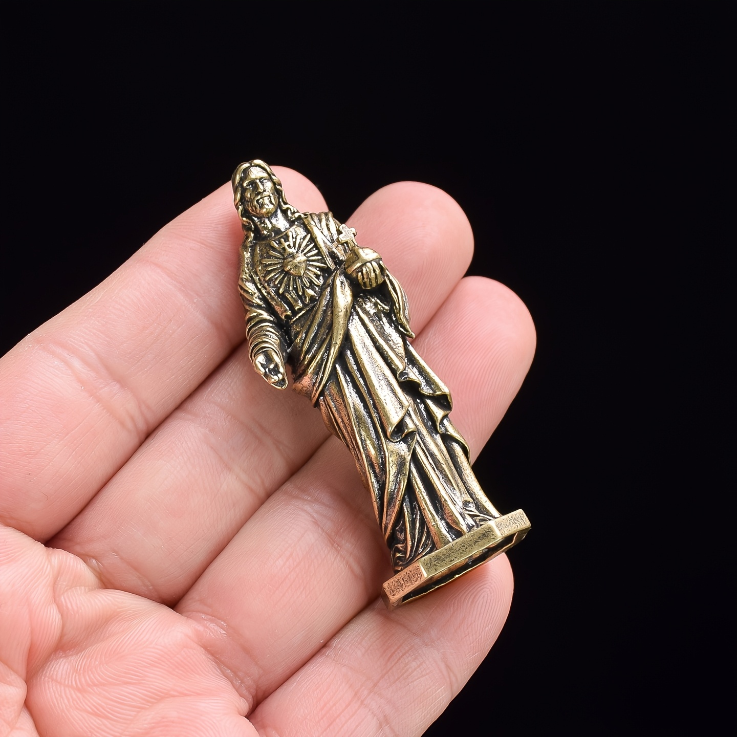 E-shop Vintage Messing Herzen Statue | Religiöse Glaubensvorstellungen Schreibtischdekoration, Kirchliche Kulturgut Andenken Geschenk