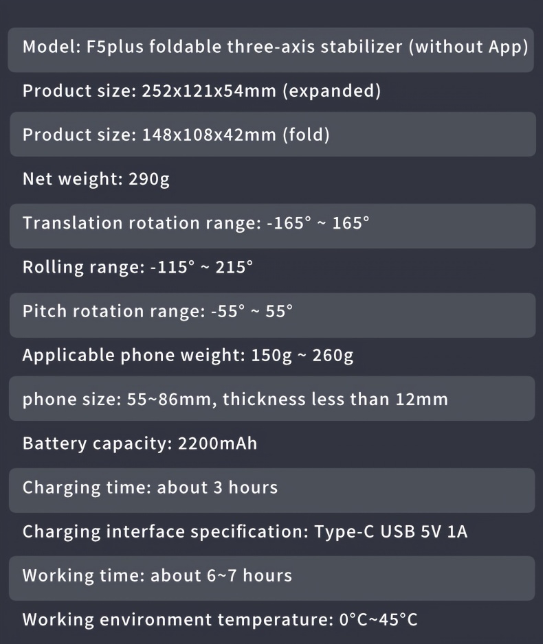 f5 plus mobile phone stabilizer three axis anti shake handheld selfie stick with 360 degrees automatic rotation hitchcock inception multifunctional handheld photography tripod suitable for vlog video recording mobile live streaming outdoor travel selfie shooting details 15