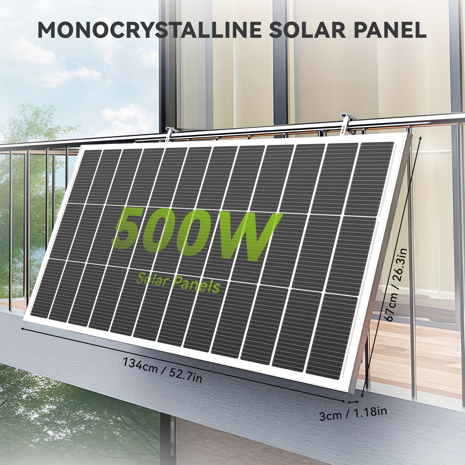 TEMU 500 Watt 12 Volt Solar Panel 1pc 500 Watt Monocrystalline High Pv Modules Charger For Rvs, Home Roofs, Outdoor Camping, Boats, Sheds, Farms And