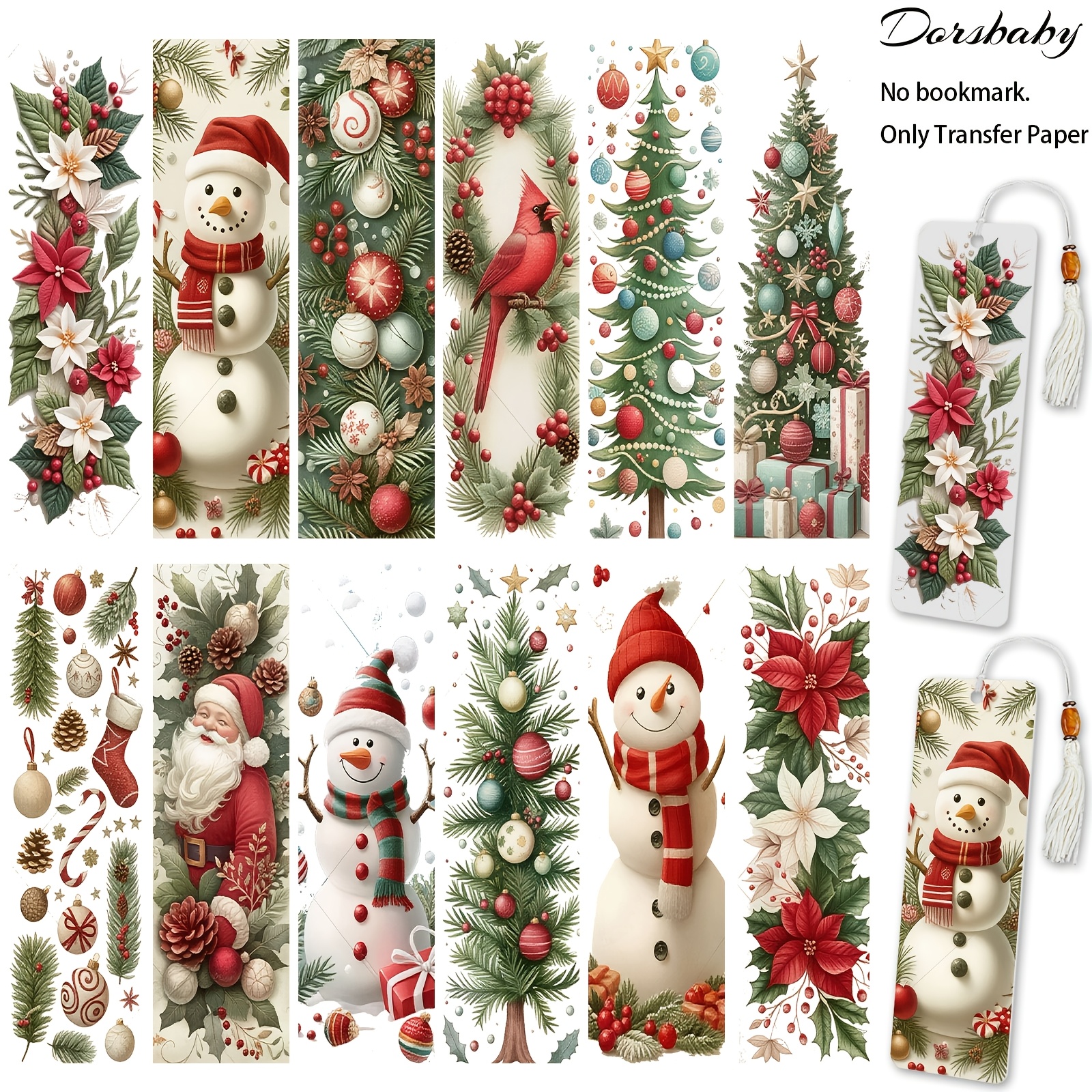 TEMU 24 Feuilles de UV DTF de Noël pour Cadeaux de de Lecture, à pour Marque-pages Faits Main Papeterie, Décoration DIY (-pages, le Transfert)