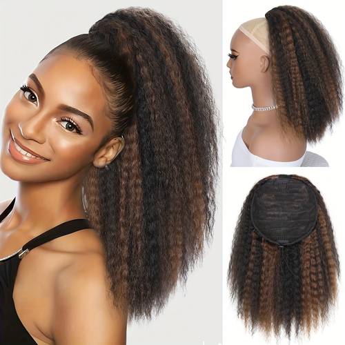 curly ponytail extension water wave drawstring ponytail for women natural black drawstring ponytail synthetic afro straight ponytail thanksgiving gift 1 daily party christmas cosplay parties etc
