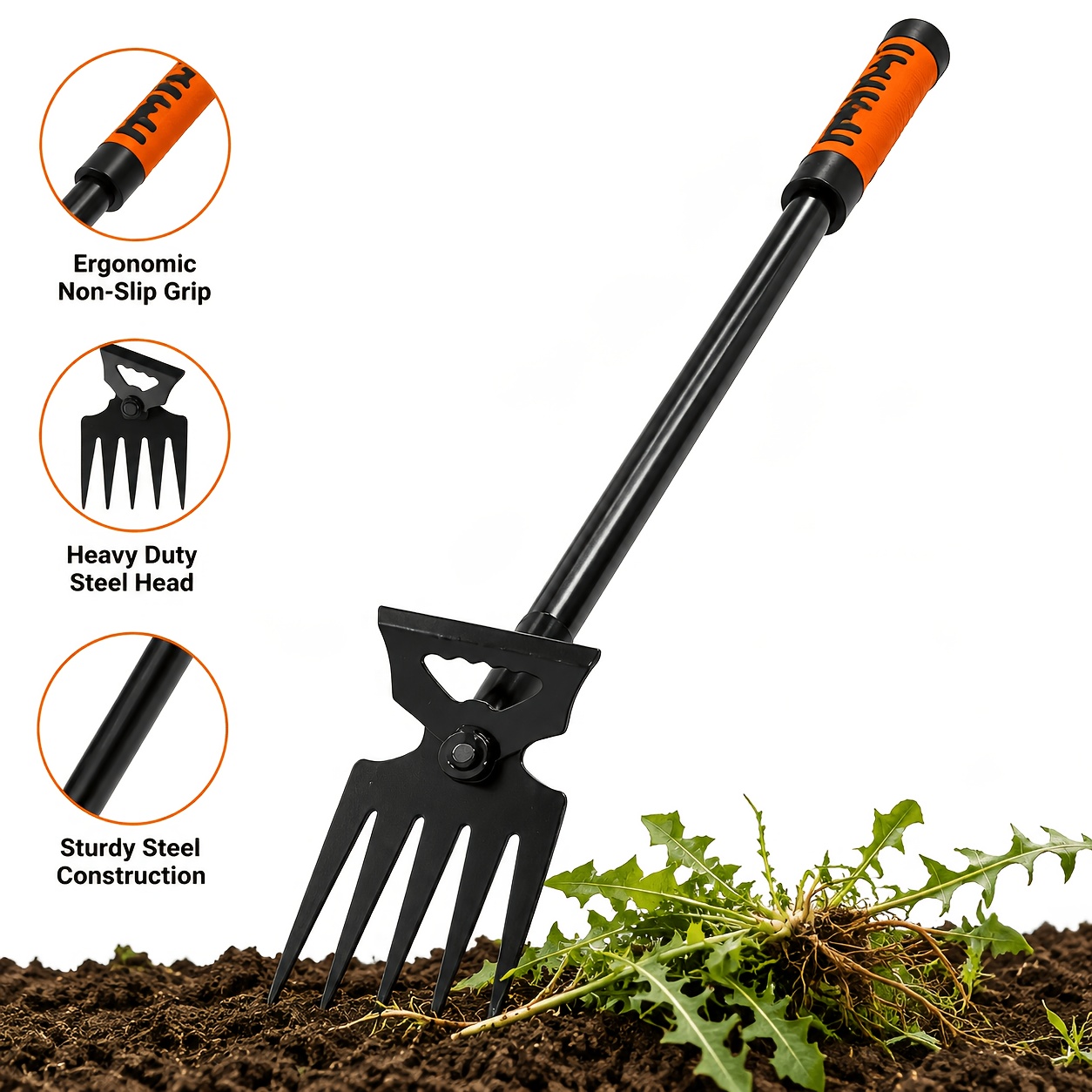 Long Handle Garden Cultivator Rake, Steel 5- Weeding Tool With Non-slip Ergonomic Grip, Gardening Hand Tool For Soil Loosening, Weed Removal, Planting, Yard & Farm Maintenance