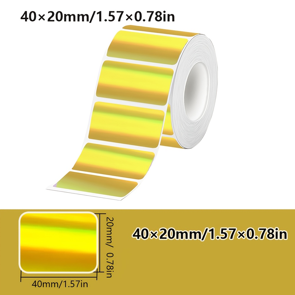 TEMU 1 Rol Zelfklevende Thermische Stickers 40X20Mm Printpapier Compatibel met M220/M110/ Vierkant Kleurrijk Holografisch Laser Thermisch Labelpapier