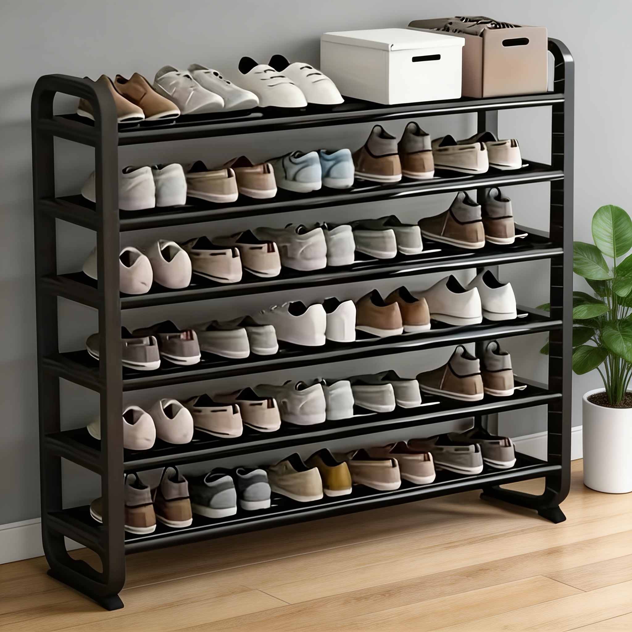 6 layer metal tube large capacity shoe rack storage rack easy to assemble easy to move door entrance   small apartment storage   shoe storage and finishing rack
