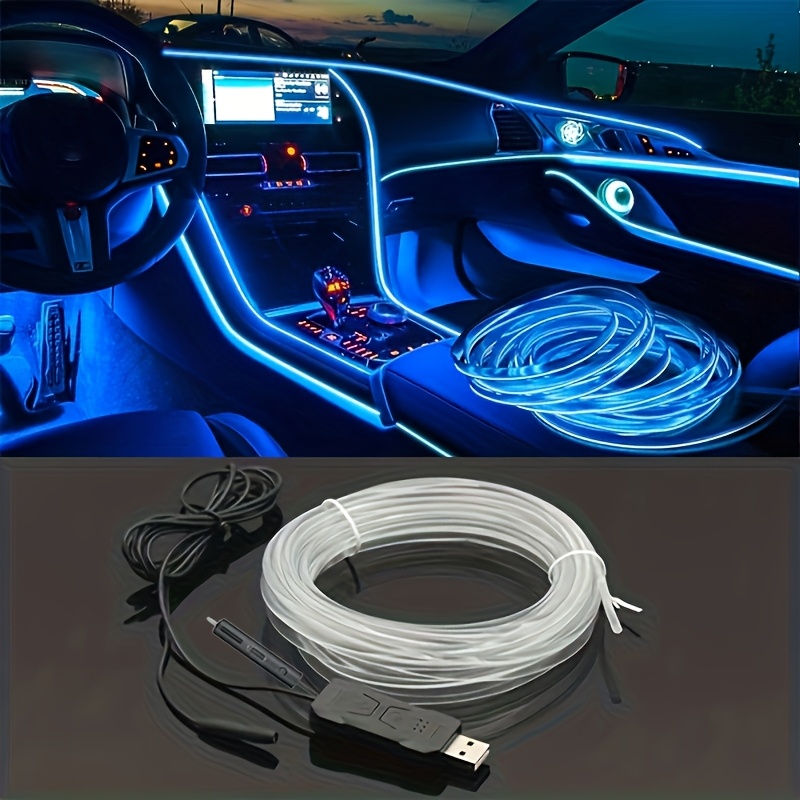 TEMU -Leuchtstreifen für das Auto, 7-Farben-LED-Lichtleiste RGB-Glasfaserbeleuchtung, dekorative, per App steuerbare Lichter, Musikrhythmus, geeignet