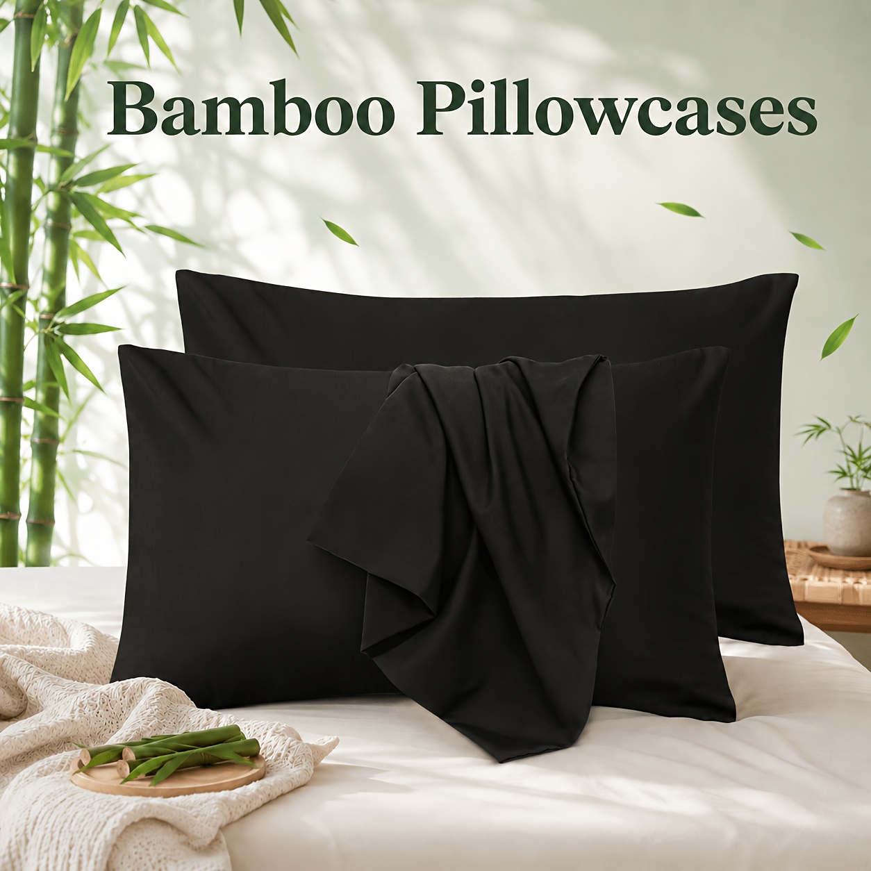 TEMU 2200tc Cooling Bamboo Pillowcases, Pillowcases, , Moisture Wicking, Breathable, Standard/king - 2pcs, Body-1pc, Suitable For , Hotel, Children
