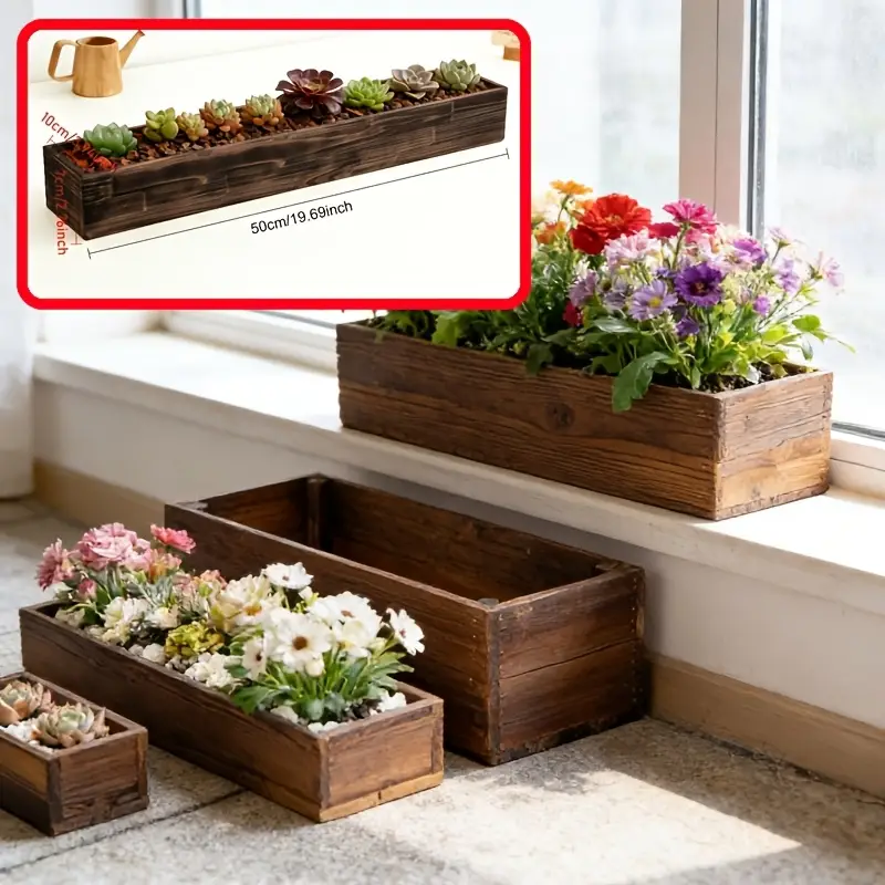 balkon blumentopf holz rechteckiger blumenkasten