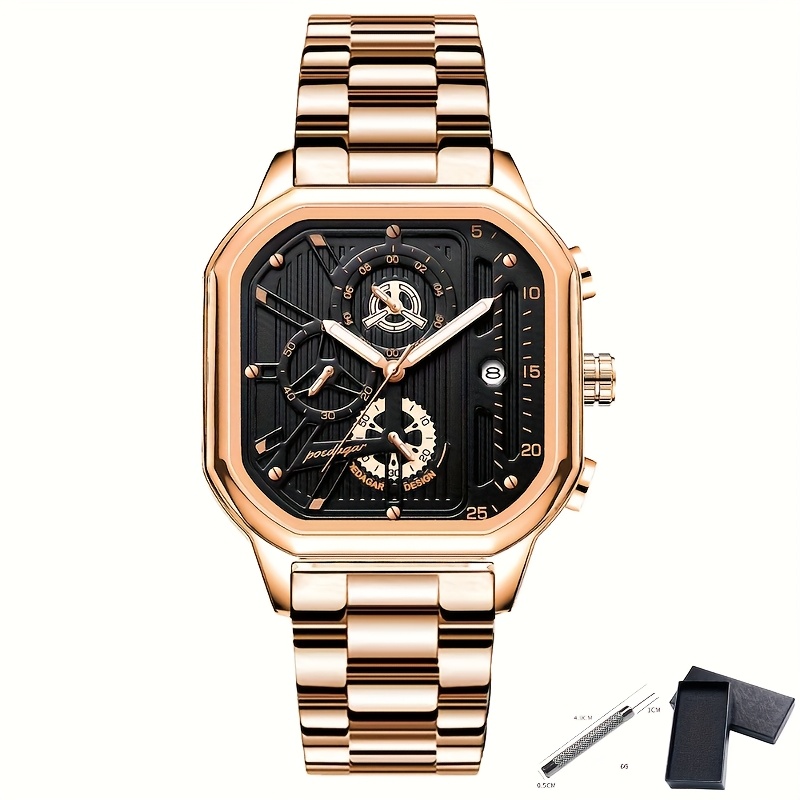 TEMU Sports Chronograph Watch Men' Watch Calendar Stopwatch Minute Timer Top Brand Luxury Stainless Steel Men's Clock