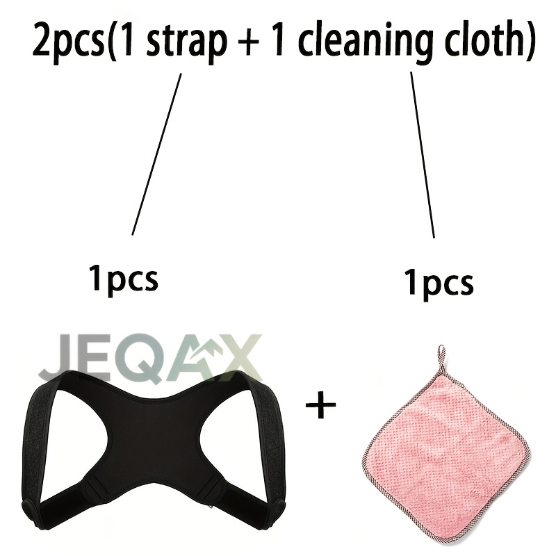imagen del artículo 2 piezas (1 correa y 1 paño de limpieza) cinturón de soporte lumbar unisex ajustable para corrección de postura - transpirable y antideslizante, diseño ergonómico para la postura al sentarse,   para estar      , de pie y para conducir