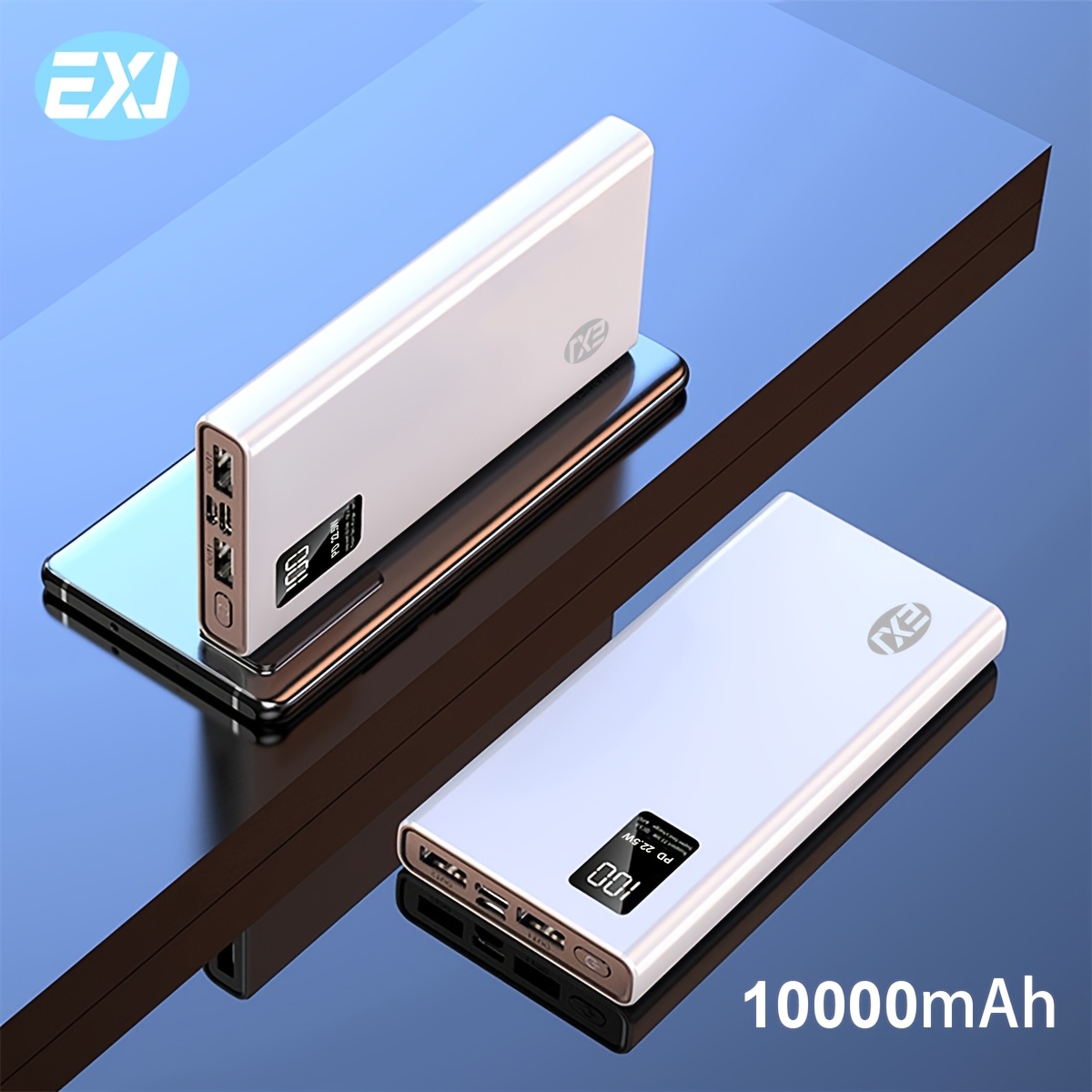 Exj 22.5w Fast Charging Power Bank 10000/20000mah Led Digital Usb Type- Lithium Polymer Battery Portable Charger Compatible With Iphone & Travel & Daily Use