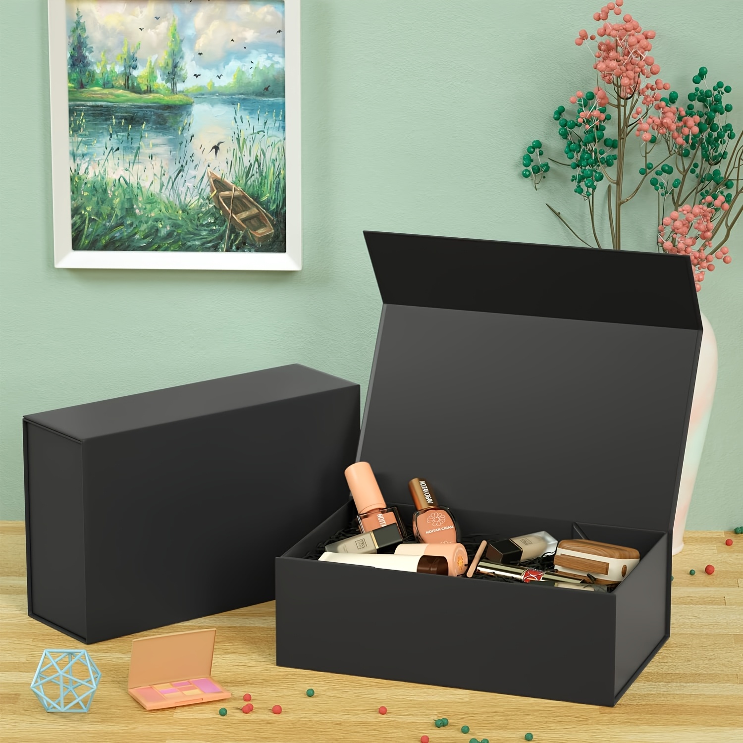 32 Schwarze Schmuckboxen Aus Karton – 7x7x3 Cm, Mit Weichem Schwamm, Für Ringe, Ohrringe, Geschenke