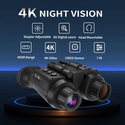 high definition 4k binoculars with 8 zoom 3d head mounted infrared nvg for hunting camping outdoor surveillance usb rechargeable abs material range for hunting